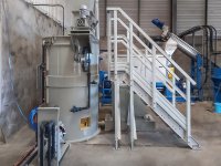 SW500 wastewater treatment station equipped with access stairs 