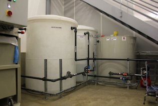 Waste water and clear water storage tanks