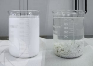 Laboratory Test - Chemical reaction following the application of a specific coagulant-flocculant formulation to washing and rinsing water process from paint production tanks