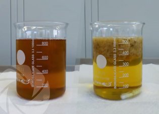 Result after the flocculation of cleaning water from wine production equipment