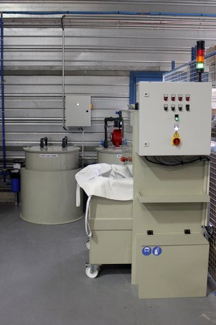 Water treatment units for guns and other tools used for spray painting
