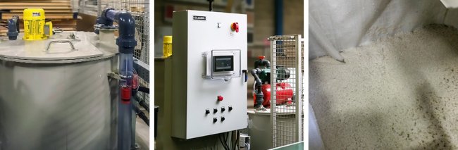 Wastewater storage tank, touch screen control panel, sludge filtration.